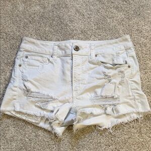 White Hi-Rise Distressed Denim Shorts *SIZE 10*